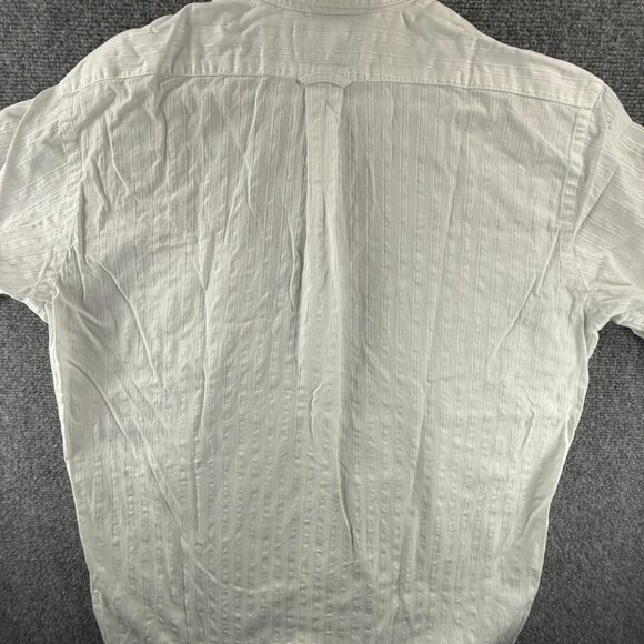 Faconnable Cotton Large Button-Down Striped White Men Pocket Long Sleeve Shirt - Picture 15 of 16